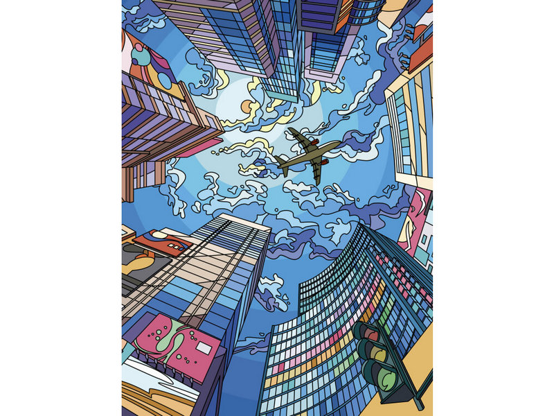 Донецк игрушка оптом Алмазная мозаика 30*40 см «Шумный город» (полн. заполн.)