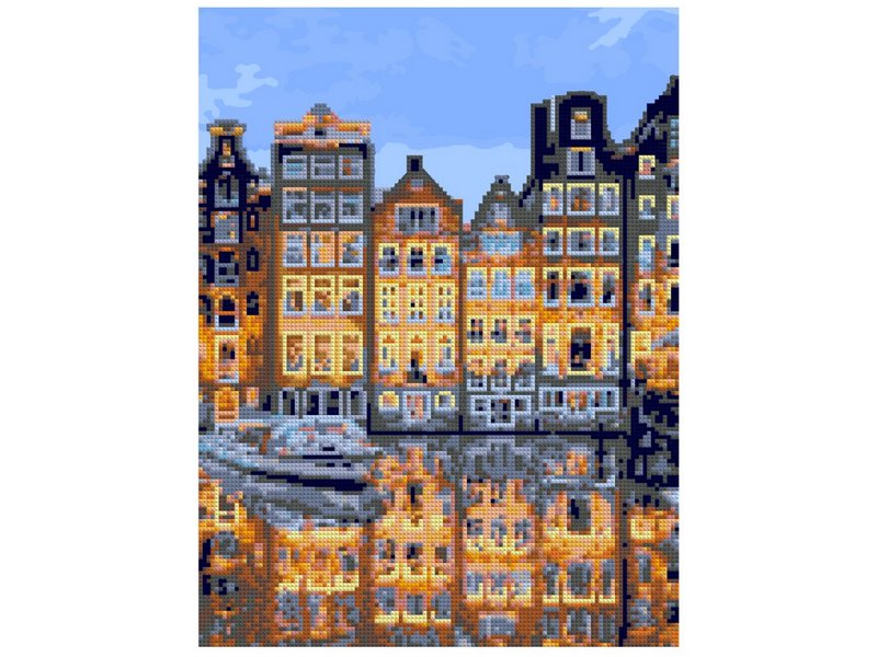 Донецк игрушка оптом Алмазная мозаика 30*40 см "Тихий Амстердам" (част. заполн., без подр.)
