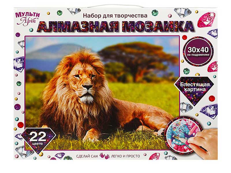 Алмаз. моз. 30*40 см с подр. "Лев" полн. зап. AM30X40-MULTI15