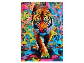 Холст с красками 17х22 см по номерам. Тигр на цветном фоне доставка оптом в Донецк
