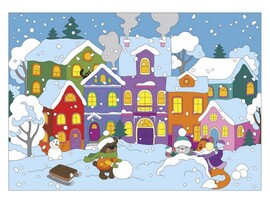 Холст с красками 20*30 см по номерам. Снежный двор доставка оптом в Донецк