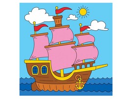 Холст с красками 15х15 см по номерам. Чудесный кораблик доставка оптом в Донецк