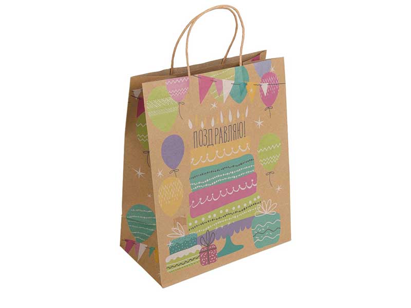 Пакет подар. крафт Поздравляю! Торт 26*33*10 см. PL-112903-HBK