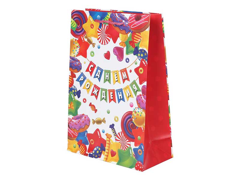 Пакет подар. мат. лам. День Рождения. Сладости 22*31 см. PML-122081-HBZ3