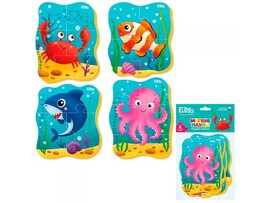 Пазлы мягкие "Морские жители" 4 картинки доставка оптом в Донецк