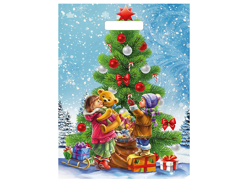 Пакет п/э выруб. «Дети у елки» 40*31 см. н00223904 (кратно 50)