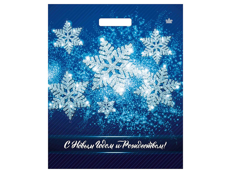 Пакет п/э выруб. «Мерцание снежинок» 45*38 см. н00223917 (кратно 50)
