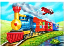 Пазлы деревянные «Паровозик детский» 18 деталей 28,7 х 20 см доставка оптом в Донецк