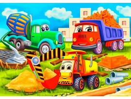 Пазлы деревянные «Строительная техника» 18 деталей 28,7 х 20 см доставка оптом в Донецк