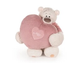 Медведь Тато в майке темно-пудровой с сердцем подушкой 37 см доставка оптом в Донецк
