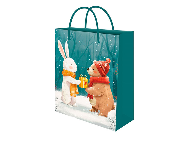 Пакет подар. глянц. лам. Заяц и медведь 18х23х8 см. ППК-2315