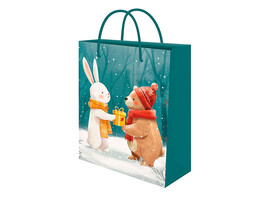 Пакет подар. глянц. лам. Заяц и медведь 18х23х8 см. ППК-2315