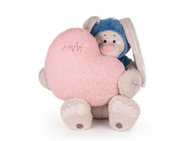 Заяц Вито в темно-бирюзовой кофте с сердцем подушкой пудровой 37 см доставка оптом в Донецк