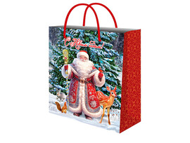 Пакет подар. глянц. лам. Дед Мороз 26.4x32.7x13.6 см. ППК-2358