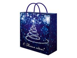 Пакет подар. мат. лам. Волшебная елка 26.4х32.7х13.6 см. ППК-2362