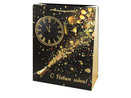 Пакет подар. мат. лам. Куранты 31x40x12 см, глиттер. ППК-2365