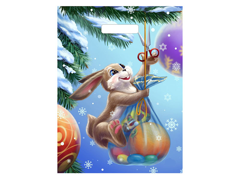 Пакет п/э выруб. Зайка с подарками 40х31 см, 60мкм. н00287631