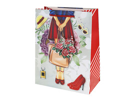 Пакет подар. мат. лам. Красная туфелька 26*32*10 см, 3D эл., глиттер. ППК-3592