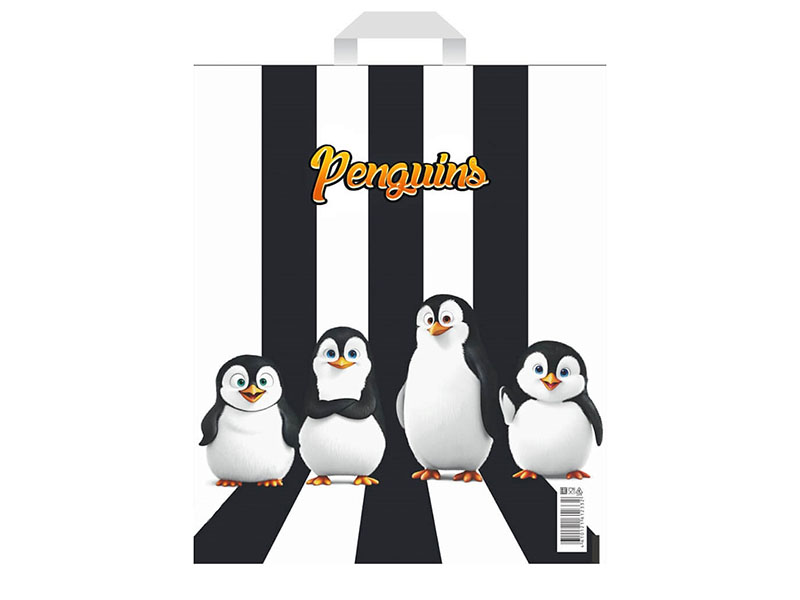 Пакет п/э петл. ручка "Веселые пингвины" 28х34 см, 60 мкм. НФ-00056629