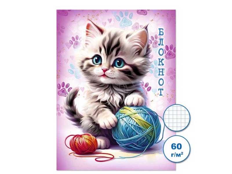 Блокнот А6 32 л. Котенок, клетка. Бс32/4-3