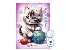 Блокнот А6 32 л. Котенок, клетка. Бс32/4-3