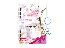 Блокнот А6 120 л. Офис, клетка, спираль. Бг120/17