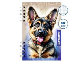 Блокнот А6 120 л. Собачка, клетка, спираль. Бг120/27-4