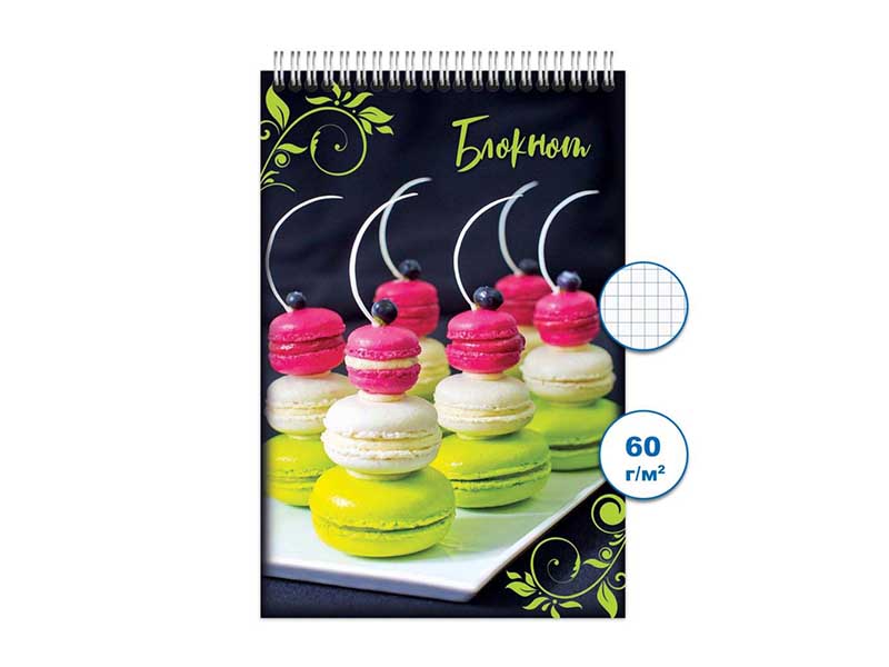 Блокнот А6 48 л. Десерт, клетка, спираль. Бг48/62-2