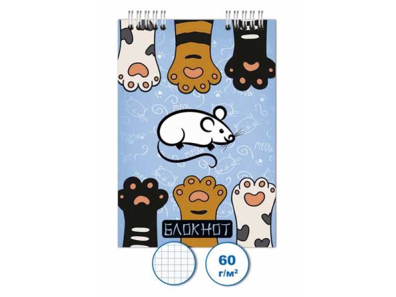 Блокнот А7 24 л. Лапки, клетка, спираль. Бг24/67