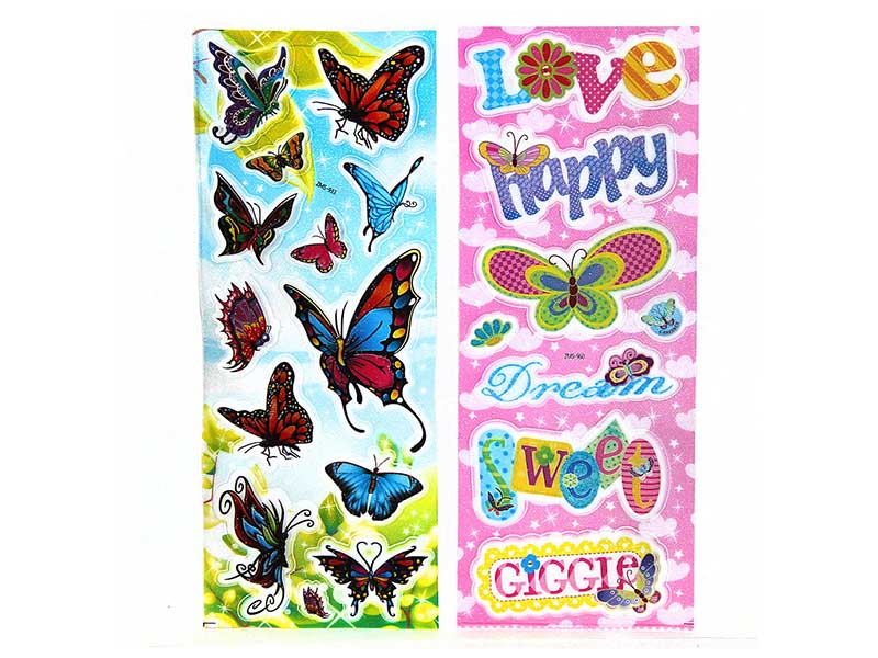 Наклейки "Бабочки" 9,5*24,5 см, пласт., объемные, микс. Н-113
