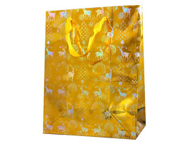 Пакет подар. "Олени" 18*23 см, желтый. Арт. Р725-3