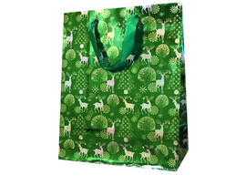 Пакет подар. "Олени" 18*23 см, зеленый. Арт. Р725-3