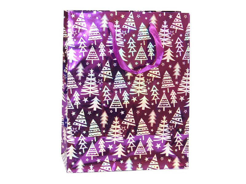 Пакет подар. "Елочки" 18*23 см, фиолетовый. Арт. Р725-4