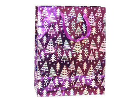 Пакет подар. "Елочки" 18*23 см, фиолетовый. Арт. Р725-4