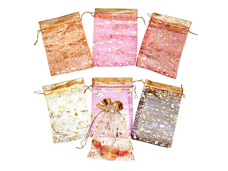 Мешок-органза "Ззолотая кайма" 10*15 см, микс. Р10056-2 (кратно 10)