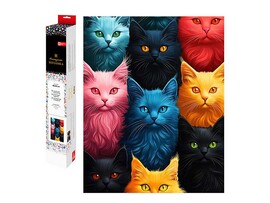 Алмаз. моз. 40*50 см, без подр., полн. зап. Цветные коты. Арт. 70826