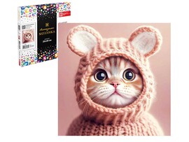 Алмаз. моз. 20*20 см, с подр., полн. зап. Котенок в шапочке. Арт. 70829