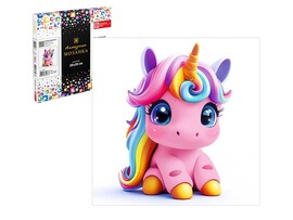 Алмаз. моз. 20*20 см, с подр., полн. зап. Розовый единорог. Арт. 70831