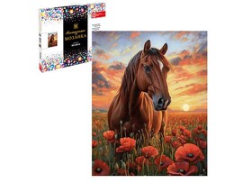 Алмаз. моз. 40*50 см, с подр., полн. зап. Лошадь в маковом поле. Арт. 70856