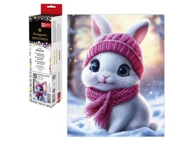 Алмаз. моз. 20*25 см, без подр., полн. зап. Зайчонок в шарфике. Арт. 71347