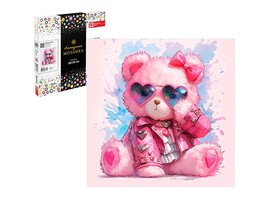 Алмаз. моз. 30*30 см, с подр., полн. зап. Розовый мишка. Арт. 71391