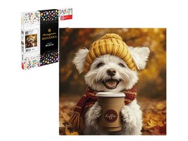 Алмаз. моз. 30*30 см, с подр., полн. зап. Песик с кофе. Арт. 71402