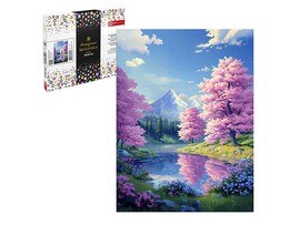 Алмаз. моз. 30*40 см, с подр., полн. зап. Сакура у озера. Арт. 71411