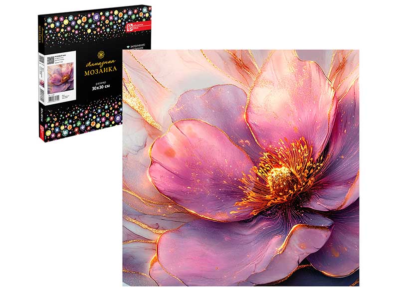 Алмаз. моз. 30*30 см, с подр., част. зап. Розовый мак. Арт. 71430