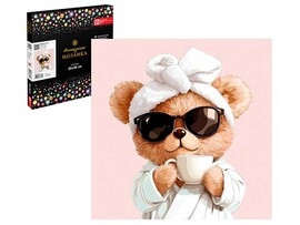 Алмаз. моз. 30*30 см, с подр., част. зап. Мишка с кофе. Арт. 71439