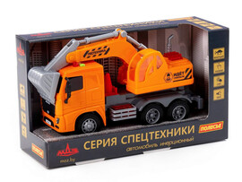 Автомобиль-экскаватор «МАЗ» инерц. (свет, звук) оранжевый в коробке доставка оптом в Донецк