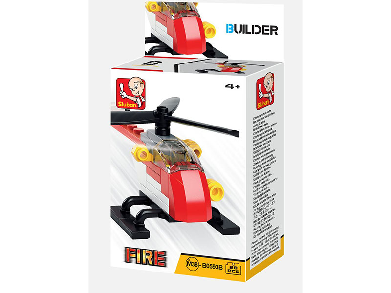 Конструктор Sluban "Вертолёт" 28 дет., 8*14 см в кор. M38-B0593B