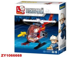 Конструктор Sluban "Пожарный вертолёт" 80 дет., 16*14 см в кор. M38-B0622D
