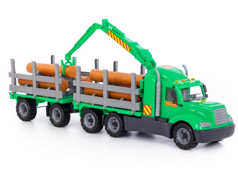 Донецк игрушка оптом Автомобиль-лесовоз "Майк" с прицепом в коробке