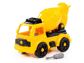 Конструктор-транспорт "Автомобиль-бетоновоз" 27 эл. жёлто-чёрный в коробке доставка оптом в Донецк